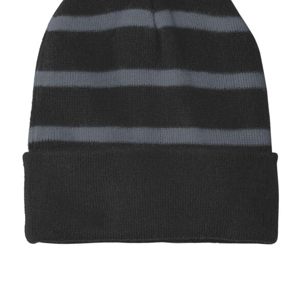 Sport Tek Striped Beanie with Solid Band STC31 Striped Beanie with Solid Band Thumbnail